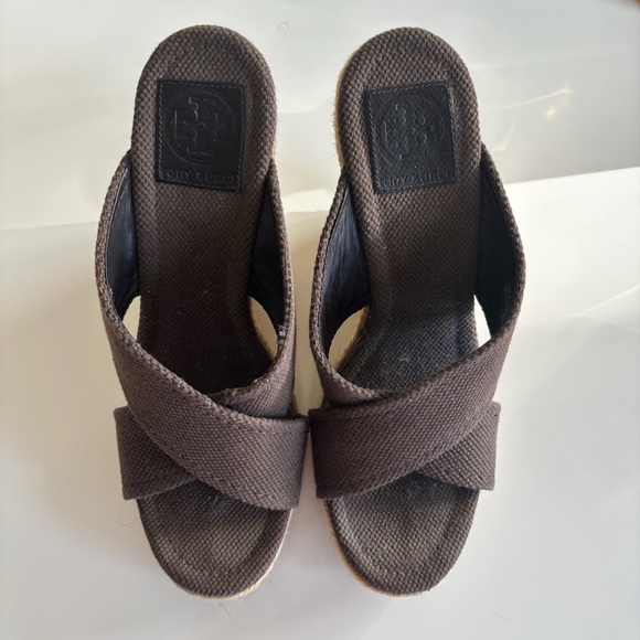 Tory Burch Dark Brown Kristen Wedge Sandals - Picture 2 of 8